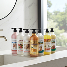 Vitamin C AHA Body Lotion & Shower Gel bottle for exfoliating body care, smooth skin support, and everyday shower use.