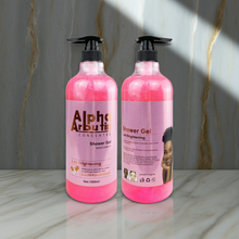 Vitamin C AHA Body Lotion & Shower Gel bottle for exfoliating moisture care, soft skin support, and routine body cleansing.