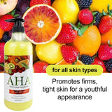Vitamin C AHA Body Lotion & Shower Gel bottle for glowing skin support, body wash use, and moisturizing care.