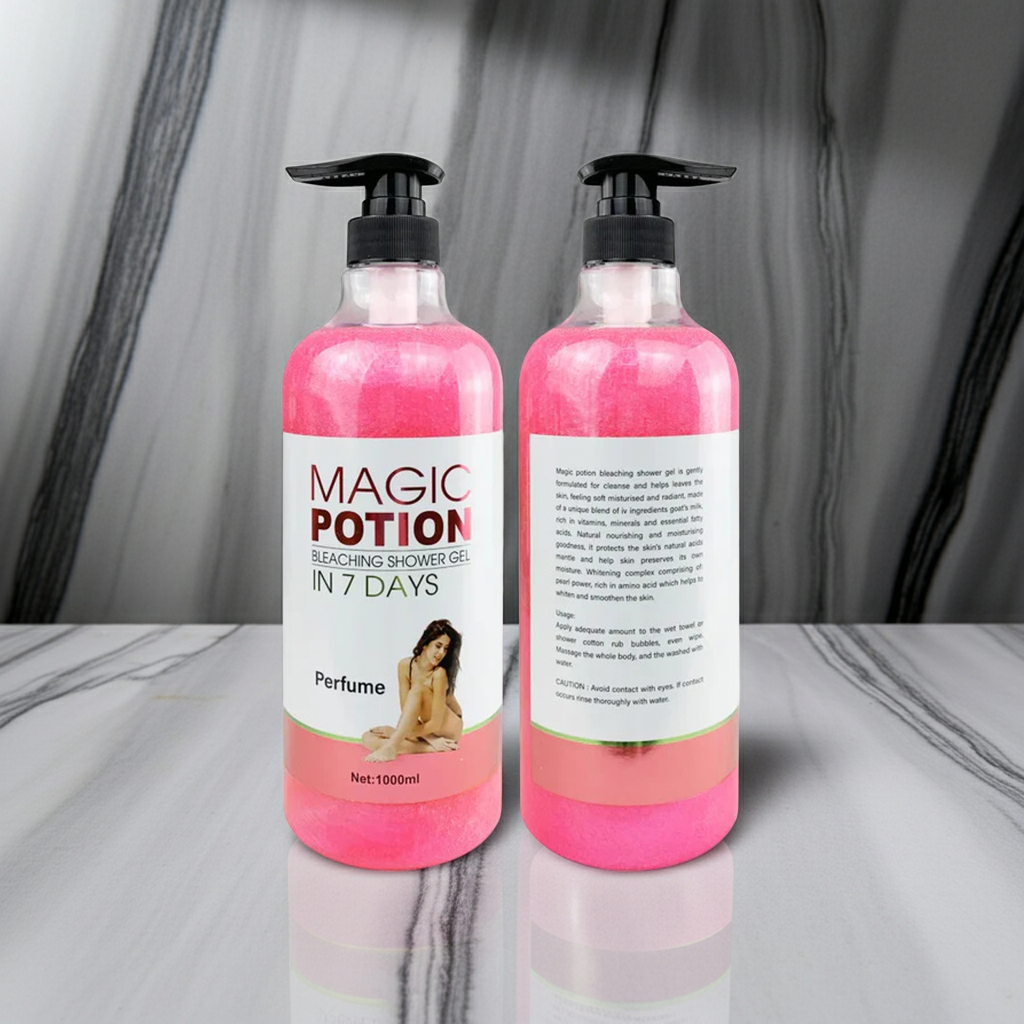 Vitamin C AHA Body Lotion & Shower Gel bottle for soft skin cleansing, exfoliating care, and daily moisturizing use.