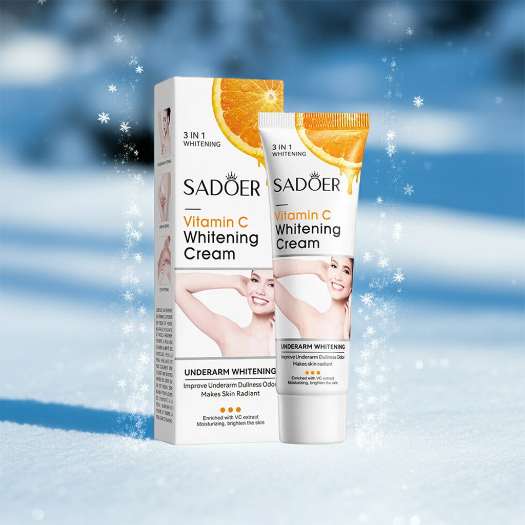 SADOER Vitamin C skin lotion bottle for moisturizing dry skin, supporting smooth texture, and everyday body care.