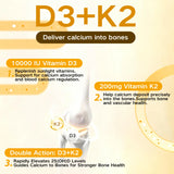 Vitamin D3K2 soft capsule supplement for calcium absorption support and bone health maintenance.