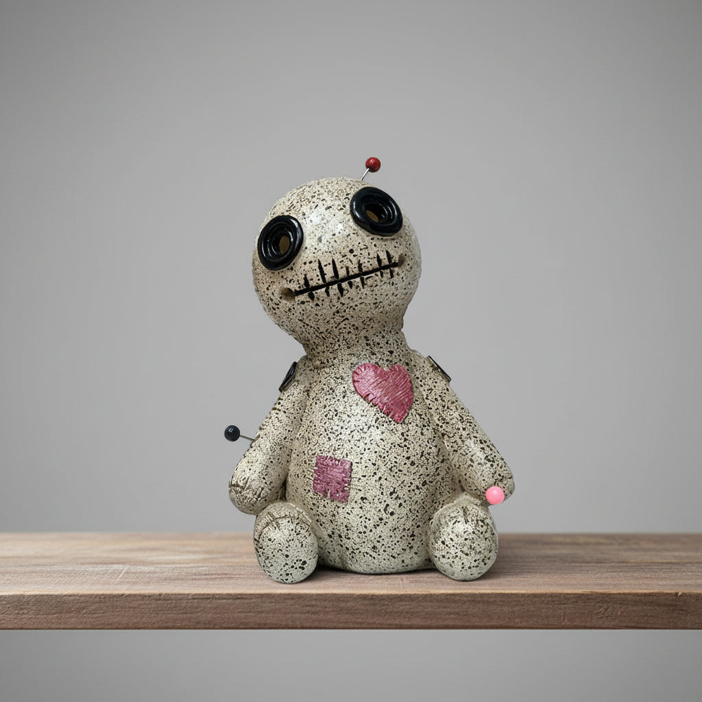 Voodoo Doll cone incense burner for burning incense cones during ritual and altar use, front view