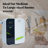 Wall-mounted aroma diffuser device for consistent fragrance diffusion in large rooms, hallways, and shared indoor spaces.