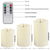 Warm white LED flameless candle set for home decorating, relaxing light, and remote-controlled timer use.