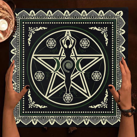 Magic Runes rune reading altar cloth washable fabric for rune spreads, tarot readings, and meditation use.