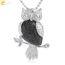 Water-drop gemstone owl necklace for everyday fashion wear, symbolic jewelry styling, and gift occasions.