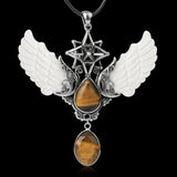 Water Drop Merkaba spiritual necklace with wings for meditation-themed jewelry wear, personal style, and meaningful gifting.