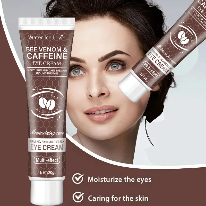 Water Ice Levin caffeine anti-aging eye cream for reducing wrinkles, fine lines, and visible signs of aging around the eyes.