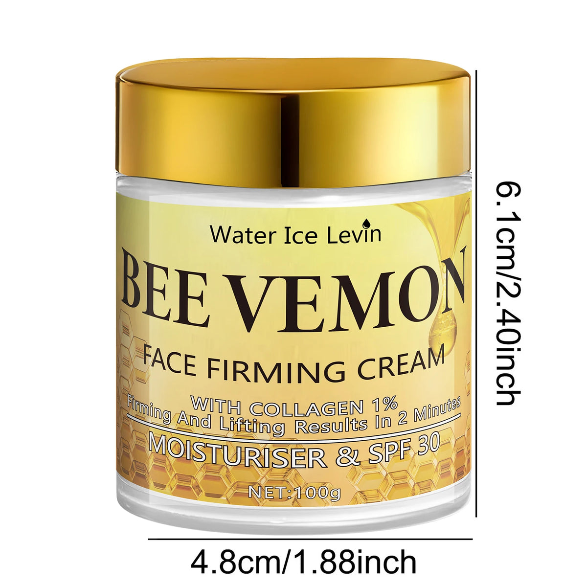 Water Ice Levin collagen Bee Venom face firming cream for facial firming, hydration, and routine skincare application.