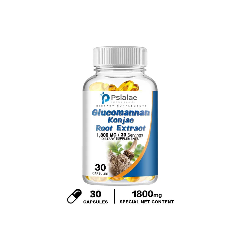 Weight management glucomannan fiber capsules supplement for appetite support, digestive comfort, and wellness goals.