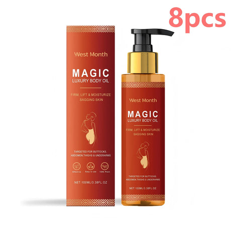 West Month Magic body oil for daily skincare, moisturizing the body, and keeping skin feeling soft.