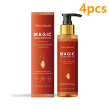 West Month Magic body oil bottle for firm, soft skin, daily body hydration, and smooth everyday skincare.
