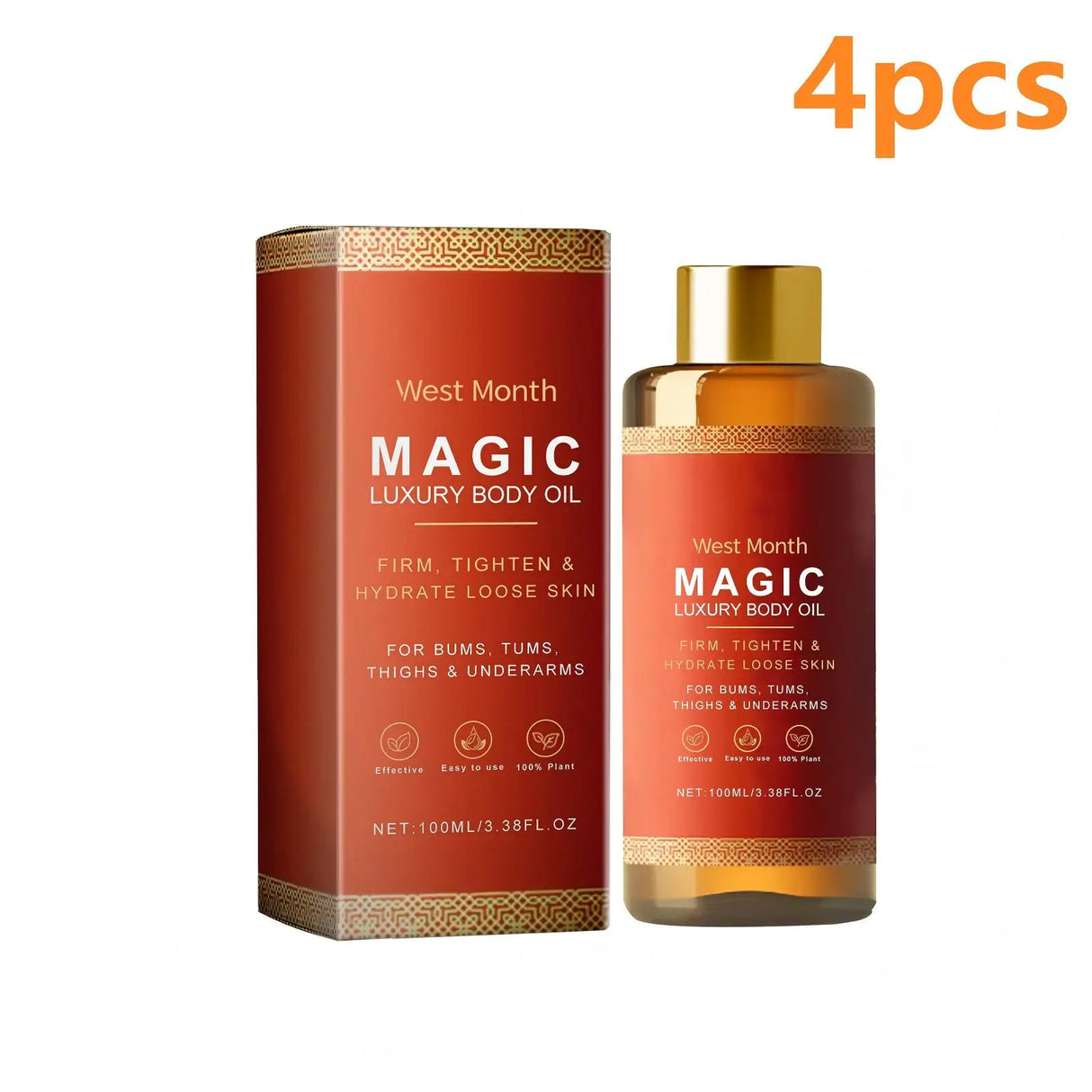 West Month Magic Luxury Body Oil bottle for body moisturizing, skin conditioning, and everyday self-care.