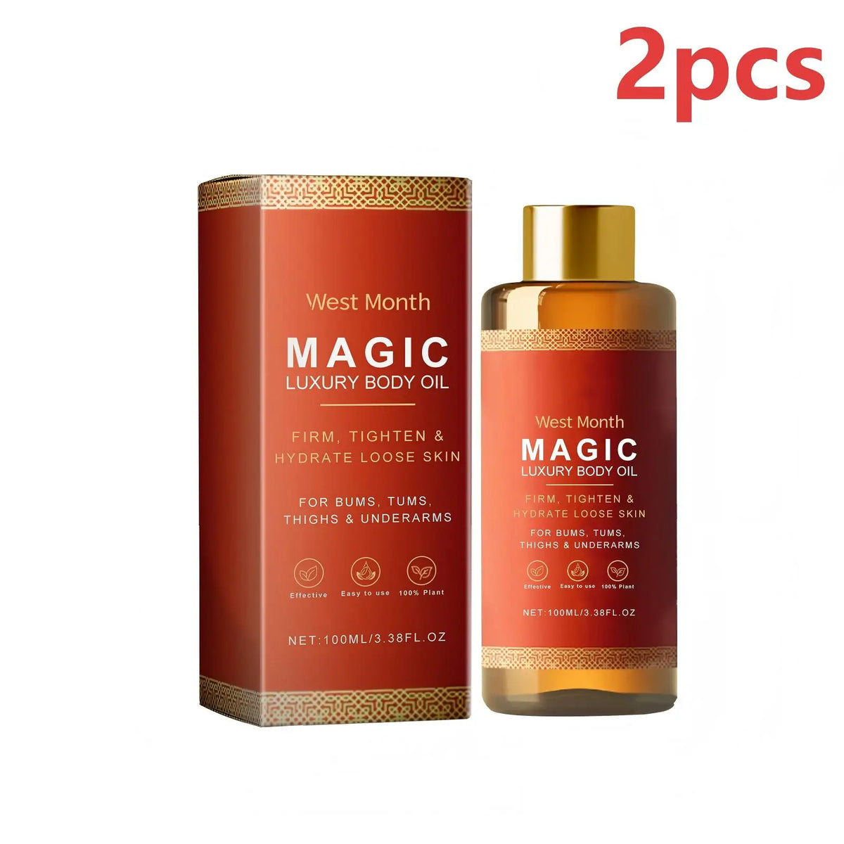West Month Magic Luxury Body Oil for moisturizing dry skin, enhancing glow, and daily firming body care.
