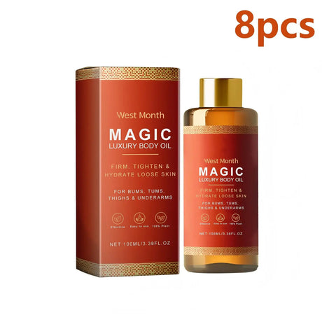 West Month Magic silky body oil for smoothing skin, adding moisture, and daily body treatment use.