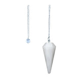 White agate 6-sided faceted pendulum on a 9-inch chain for dowsing