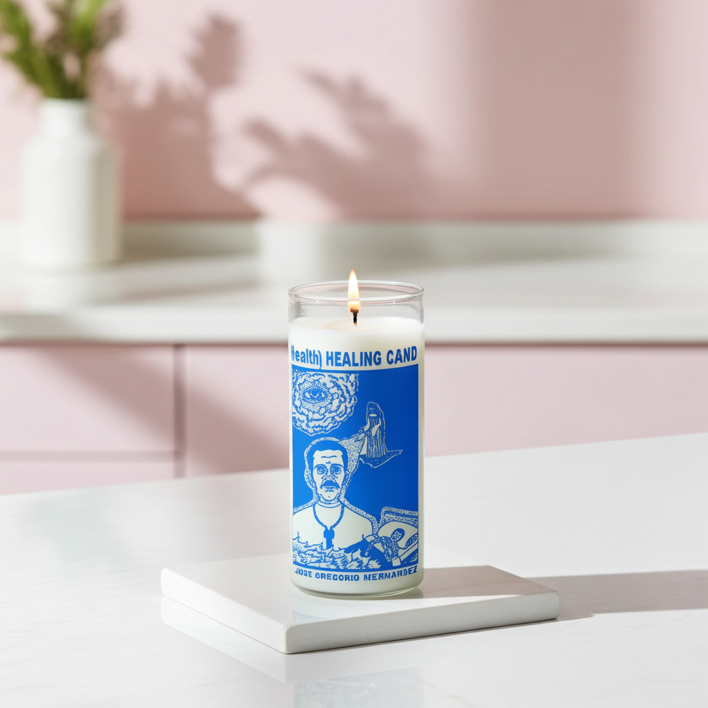 Health Healing white prayer candle for healing intentions, altar work, and daily devotional practice.