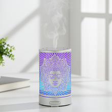 Goddess white metal essential oil diffuser for scenting rooms, calming spaces, and daily aromatherapy use.