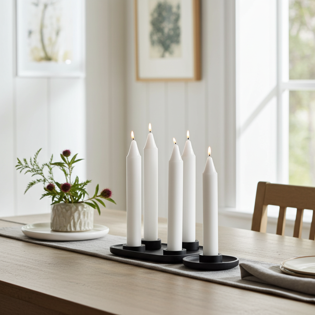 White Mini Ritual Candle set of 4 for altar work, intention setting, and ceremonial practice.