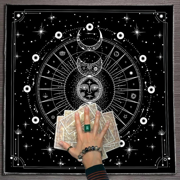 White Moon Tarot altar cloth for tarot card readings, altar setup, and spiritual ritual use.