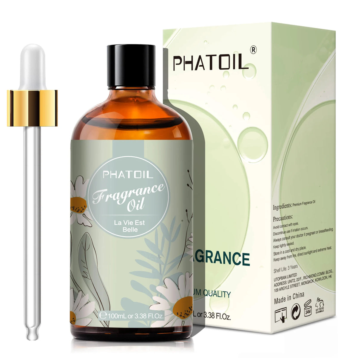 PHATOIL White Musk fragrance oil bottle for diffuser use, room freshening, and aromatherapy blends.