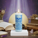 White Protection from Enemies 7 day jar candle for altar work, blessing, and spiritual defense practice.