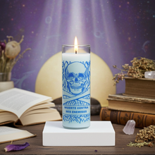 White Protection from Enemies 7 day jar candle for altar work, blessing, and spiritual defense practice.