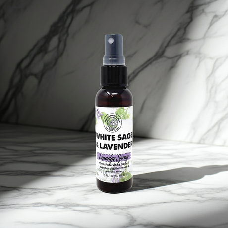 White sage and lavender smudging spray for clearing negative energy
