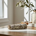 White Sage, Blue Sage & Yerba Santa smudge stick bundle for spiritual cleansing, energy purification, and ritual use.