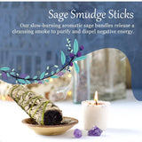 White Sage Smudge Sticks cleansing kit with dried sage bundles for ritual cleansing, prayer, and calming meditation sessions.