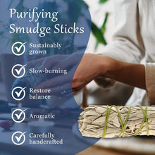 White Sage Smudge Sticks energy cleansing kit with bundled sage for home purification, grounding, and meditation rituals.