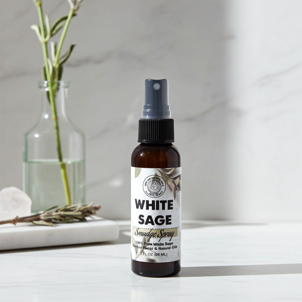 Natural white sage smudging spray for clearing negative energy