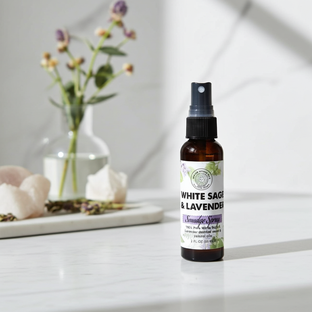 Energy cleansing mist made with white sage and lavender