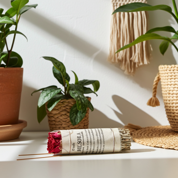 White Sage Tibetan Rope Incense handmade rope incense set with 45 ropes for spiritual cleansing, meditation, and calming spaces.