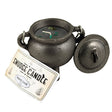 White Sage Smudge Candle in cast iron cauldron for spiritual cleansing, meditation, and ritual use.