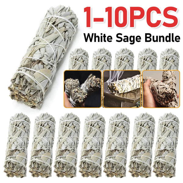 White Sage smudge sticks bundle for home purification, energy cleansing, and spiritual ritual use.