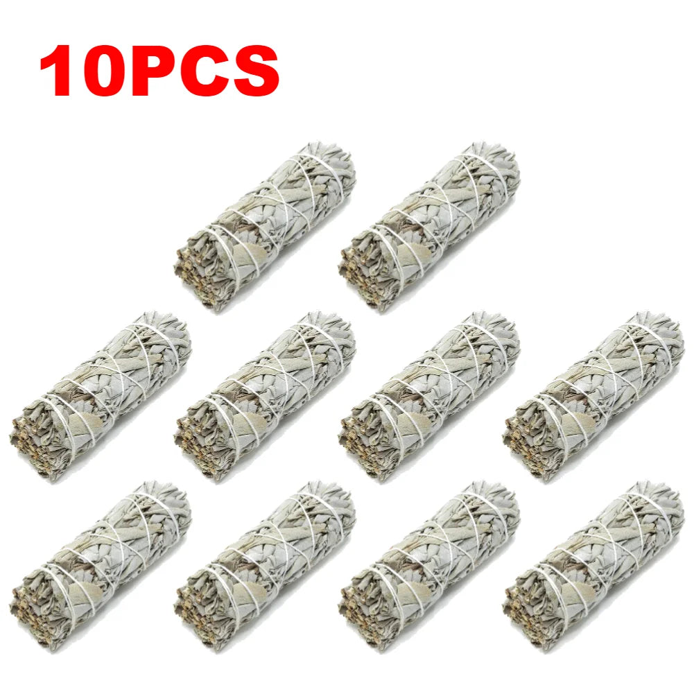 White Sage smudge sticks bundle for spiritual cleansing, prayer rituals, and purifying indoor spaces.