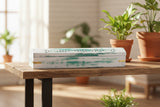 White Wash Wood incense box burner in green, for incense stick burning and ash catching, front view