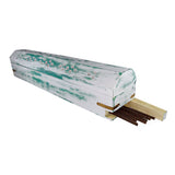 White Wash Wood incense box burner in green, open view