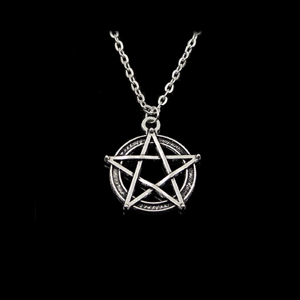 Wiccan pentagram star pendant necklace for everyday jewelry, pagan-inspired accessories, and gift giving.