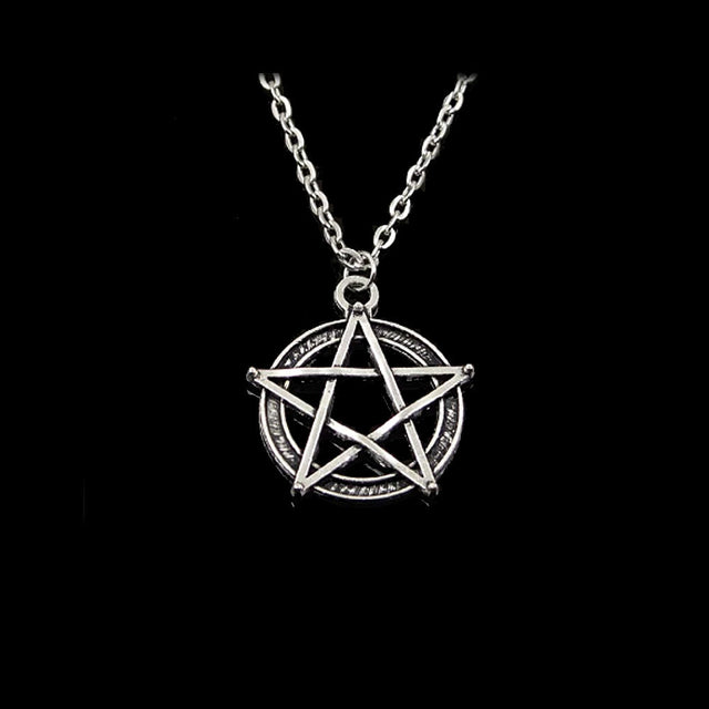 Wiccan pentagram star pendant necklace for everyday jewelry, pagan-inspired accessories, and gift giving.