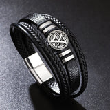Wide red black punk leather bracelet cuff for bold wrist styling, biker outfits, and gothic fashion accessorizing.