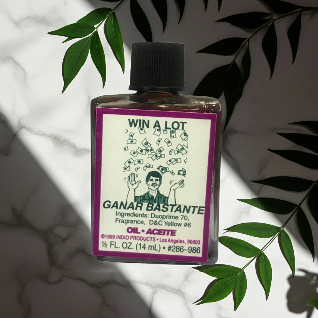 Win A Lot Wish Oil luck oil bottle for attracting good fortune, success, and gambling ritual use.