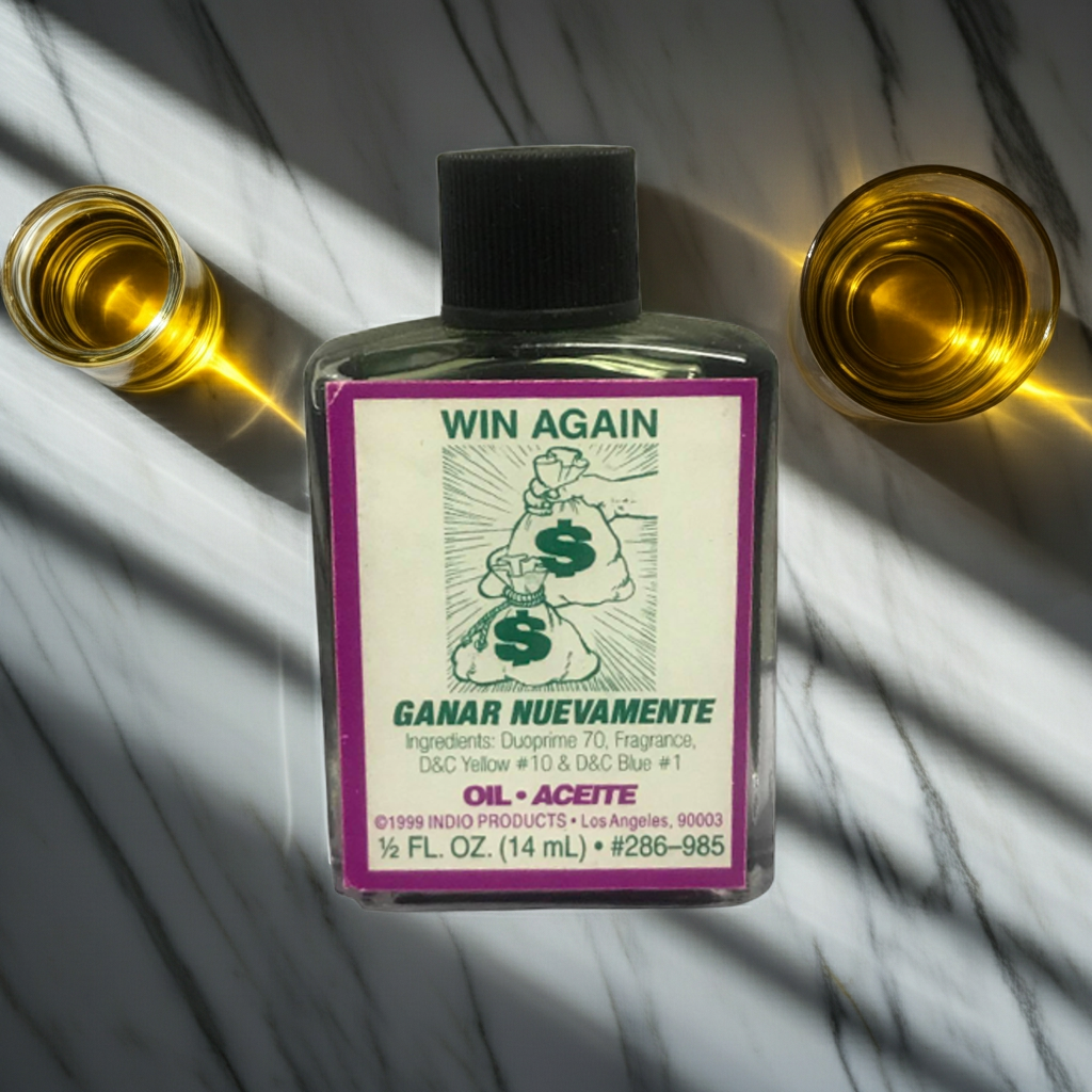 Win Again Wish Oil bottle for manifestation, spiritual intention setting, and ritual use.