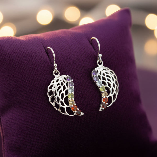 Wing Chakra Earrings featuring semi-precious stones, jewelry for everyday wear