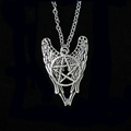 Winged Pentagram Necklace pendant jewelry, front view