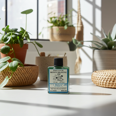 Fast Luck Money Drawing Wish Oil bottle for financial blessing rituals, abundance work, and spiritual intention use.