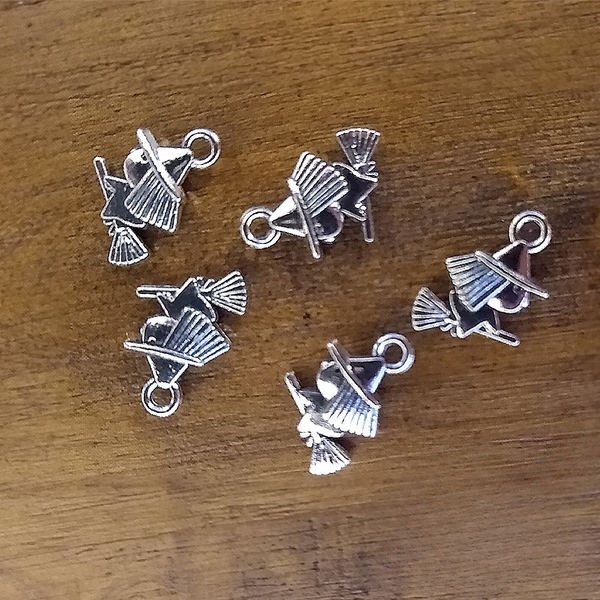 Witch on a Broom Charm pendant for jewelry making and altar decoration