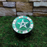 Witchcraft pentacle keepsake box for holding spiritual tools, herbs, and sacred small items.